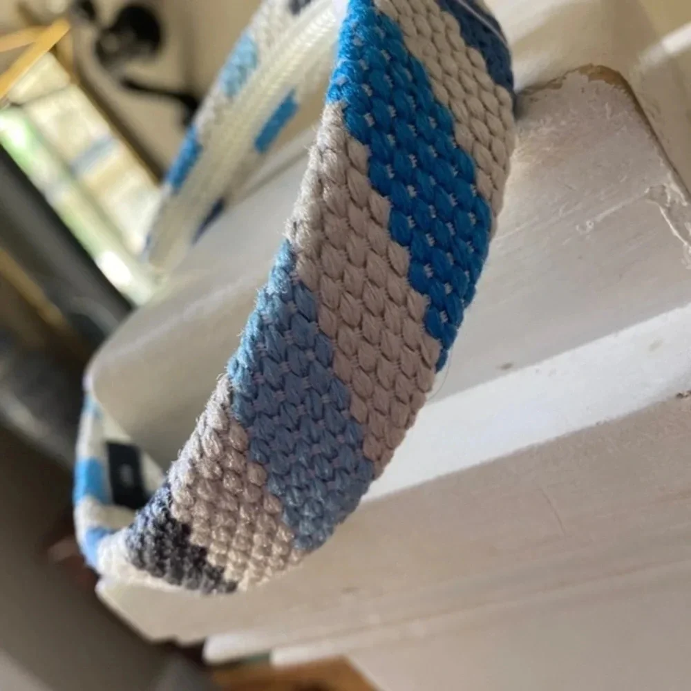 J. Crew Blue Striped Straw Headband